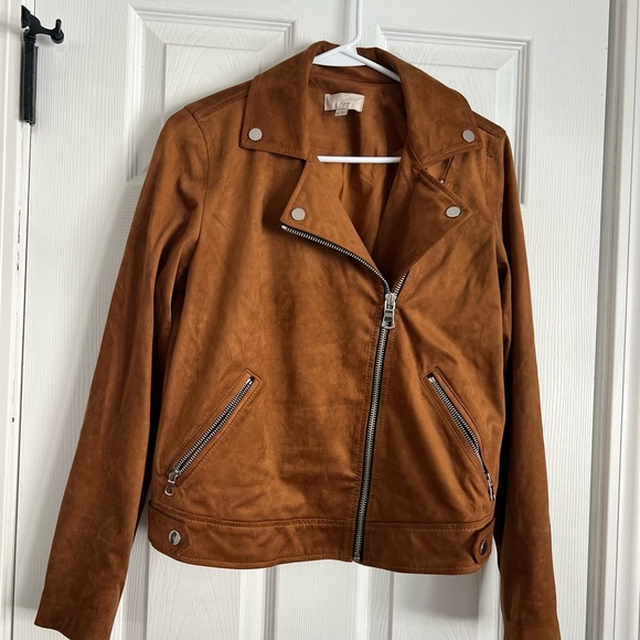 LOFT Tan Leather Jacket - Picture 2 of 9